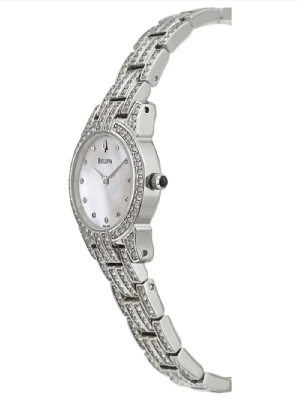 Ladies' Bulova Crystal Accent Watch with Mother-of-Pearl (Model: 96L149)